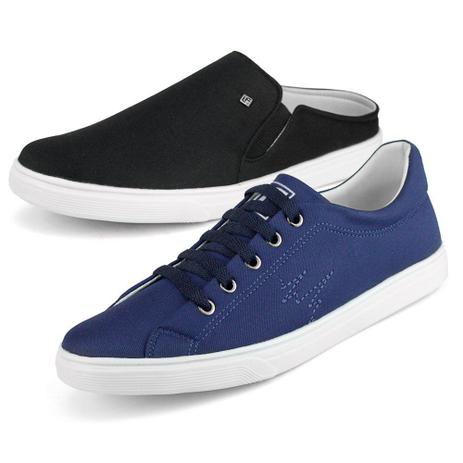 Combo Tênis Masculino - Slip On Mule Preto + Sapatênis de Amarrar Azul - LA  FAIRE - Tênis Masculino - Magazine Luiza