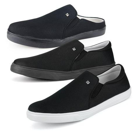 Combo Tênis Masculino - Slip On + Slip On Mule Preto - LA FAIRE - Slipper / Slip  On Masculino - Magazine Luiza