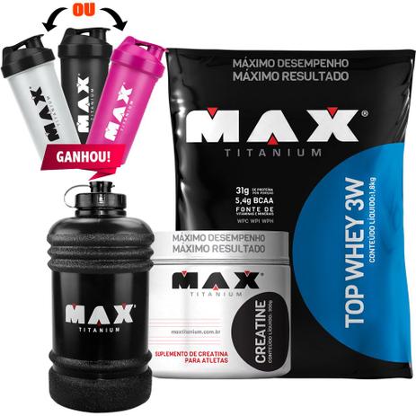 Combo Top Whey 3w Creatina 300g Galão Coq Max Titanium é boa?