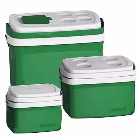 Combo Três Caixas Térmicas - 32, 12 e 5 Litros - Verde Soprano Menor preço em Combo Três Caixas Térmicas - 32, 12 e 5 Litros - Verde Soprano