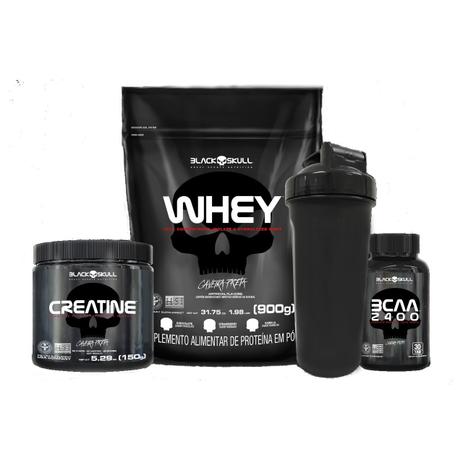 Combo Vietnã - Whey + Creatina + Bcaa 2400 + Brinde - Black skull Menor preço em Combo Vietnã - Whey + Creatina + Bcaa 2400 + Brinde - Black skull