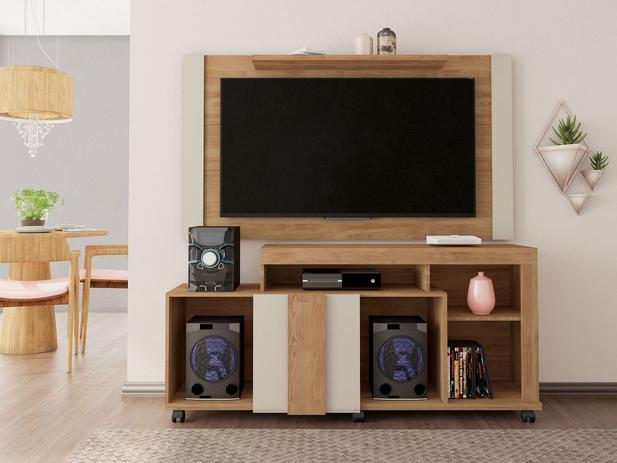 Combo Vivace Rack Com Painel Buriti/Havana/Off White Caemmun Menor preço em Combo Vivace Rack Com Painel Buriti/Havana/Off White Caemmun
