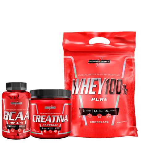 Combo Whey 100 Creatina 300Gr Bcaa 120Cap Integralmédica - Integralmedica Menor preço em Combo Whey 100 Creatina 300Gr Bcaa 120Cap Integralmédica - Integralmedica