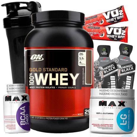 Combo Whey 100 Gold Standard Optimum + Bcaa + Glutamina - Optimum nutrition Menor preço em Combo Whey 100 Gold Standard Optimum + Bcaa + Glutamina - Optimum nutrition