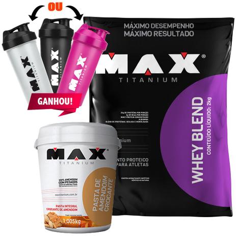 Combo Whey Blend 2kg + Pasta De Amendoim Crocante Max Titani - Max titanium Menor preço em Combo Whey Blend 2kg + Pasta De Amendoim Crocante Max Titani - Max titanium