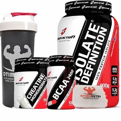 Combo - Whey Isolate 900g Frutas + Bcaa 100 Caps + Creatina 150g + Porta Caps + Coqueteleira - Body Action - Bodyaction Menor preço em Combo - Whey Isolate 900g Frutas + Bcaa 100 Caps + Creatina 150g + Porta Caps + Coqueteleira - Body Action - Bodyaction