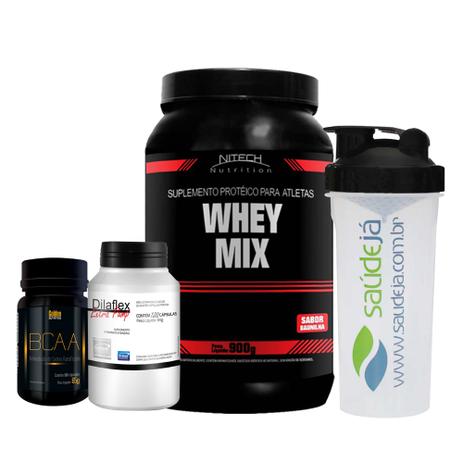 Combo Whey Mix Baunilha Nitech + Dilaflex Intlab + Bcaa Golden + Coqueteleira Saúde Já é boa?