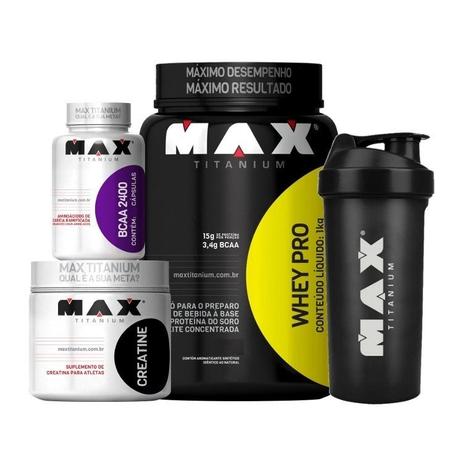 Combo Whey Pro + Creatina + Bcaa + Coqueteleira Max Titanium é boa?