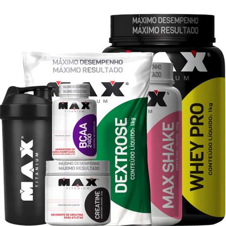 Combo Whey Pro + Max Shake + Dextrose + Creatina + Bcaa Max - Max titanium é boa?