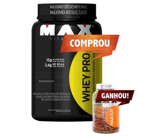 Combo Whey Protein 1kg + Max Cut 60 Capsulas - Max Titanium Menor preço em Combo Whey Protein 1kg + Max Cut 60 Capsulas - Max Titanium
