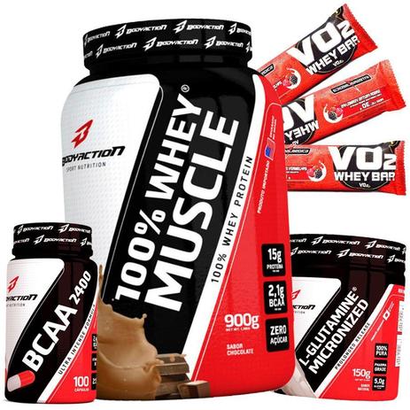 Combo Whey protein Concentrado + Bcaa 2400 + Glutamina - Body action Menor preço em Combo Whey protein Concentrado + Bcaa 2400 + Glutamina - Body action