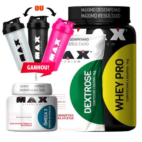 Combo Whey Protein + Dextrose + Omega 3 + Coq Max Ttianium - Max titanium é boa?