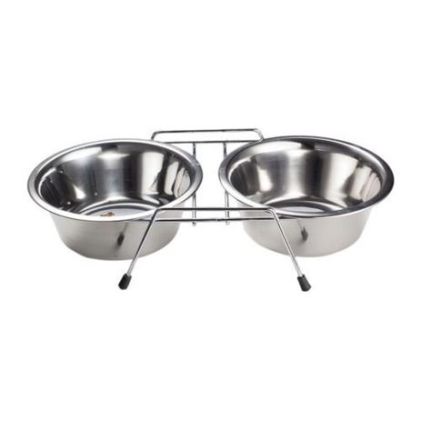 Comedouro Bebedouro Duplo Inox Suporte Cães Gatos - 240ml - American pets Menor preço em Comedouro Bebedouro Duplo Inox Suporte Cães Gatos - 240ml - American pets