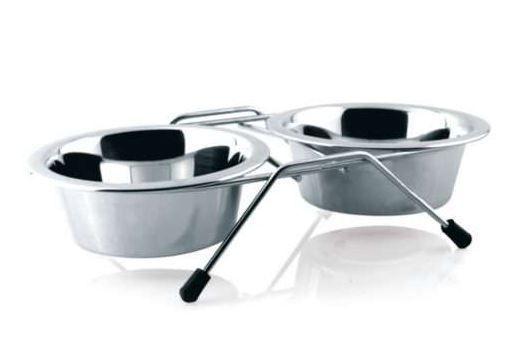 Comedouro Duplo de Inox com Suporte - 950ml - Chalesco Menor preço em Comedouro Duplo de Inox com Suporte - 950ml - Chalesco