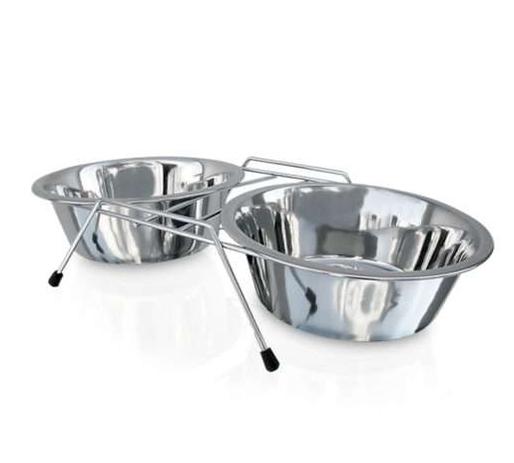 Comedouro Duplo Inox Chalesco com Suporte, 350ml p/ tigela Menor preço em Comedouro Duplo Inox Chalesco com Suporte, 350ml p/ tigela