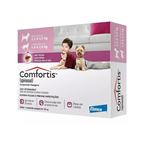 Comfortis Antipulgas cães 2,3-4,5kg e gatos 1,4-2,8kg 1 comp - Elanco Menor preço em Comfortis Antipulgas cães 2,3-4,5kg e gatos 1,4-2,8kg 1 comp - Elanco