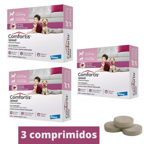 Comfortis Antipulgas cães 2,3-4,5kg e gatos 1,4-2,8kg 3 comp - Elanco Menor preço em Comfortis Antipulgas cães 2,3-4,5kg e gatos 1,4-2,8kg 3 comp - Elanco
