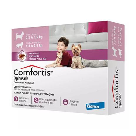 Comfortis Antipulgas Cães 2,3 a 4,5kg 140mg 1Comp Elanco Menor preço em Comfortis Antipulgas Cães 2,3 a 4,5kg 140mg 1Comp Elanco