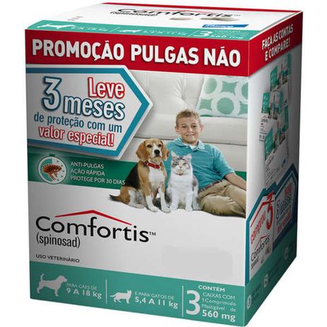Comfortis para Cães 9 a 18 Kg e Gatos 5,5 a 11 Kg - 560 mg - Antipulgas (Combo) - Elanco Menor preço em Comfortis para Cães 9 a 18 Kg e Gatos 5,5 a 11 Kg - 560 mg - Antipulgas (Combo) - Elanco