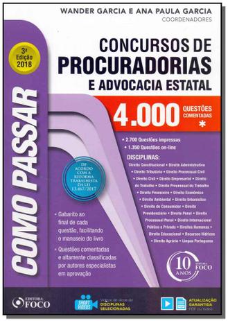 Como Passar em Concursos de Procuradorias e Advocacia Estatal - 03Ed/18 - Foco editora Menor preço em Como Passar em Concursos de Procuradorias e Advocacia Estatal - 03Ed/18 - Foco editora