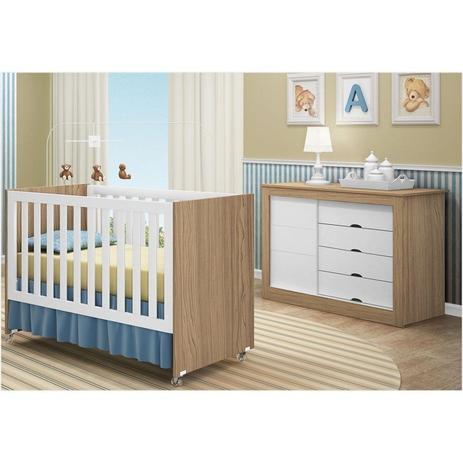 Cômoda 04 Gavetas e Berço Mini Cama Esmeralda Branco Acetinado com Wengue - Canaã Menor preço em Cômoda 04 Gavetas e Berço Mini Cama Esmeralda Branco Acetinado com Wengue - Canaã