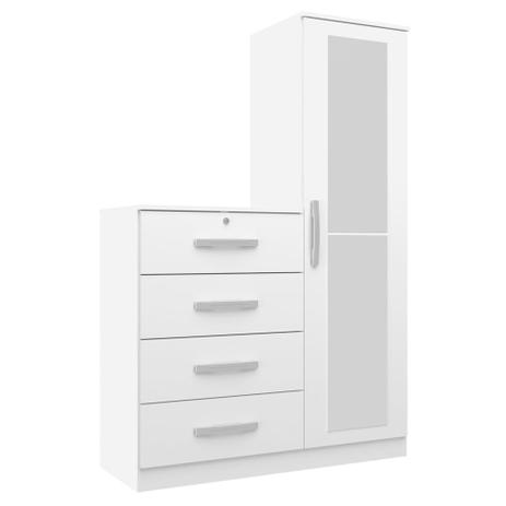 Cômoda 1 Porta 4 Gavetas Aurora 0645 Branco - Genialflex moveis Menor preço em Cômoda 1 Porta 4 Gavetas Aurora 0645 Branco - Genialflex moveis
