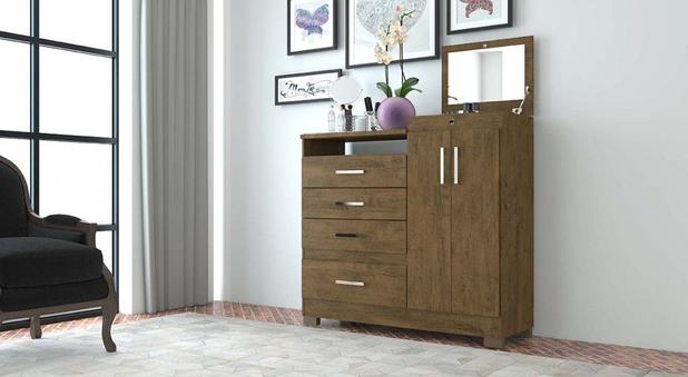 Cômoda 2 Portas 4 Gavetas Elegance Castanho Wood - Moval - Demobile é boa?