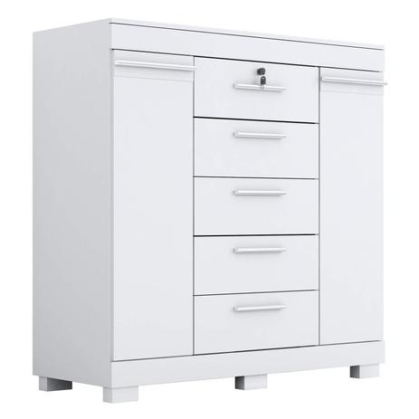 Cômoda 2 Portas 5 Gavetas Diana ACP Móveis Branco Menor preço em Cômoda 2 Portas 5 Gavetas Diana ACP Móveis Branco