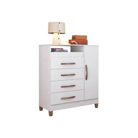 Cômoda 4 Gavetas 1 Porta Turquesa Branco Flex - Albatroz é boa?