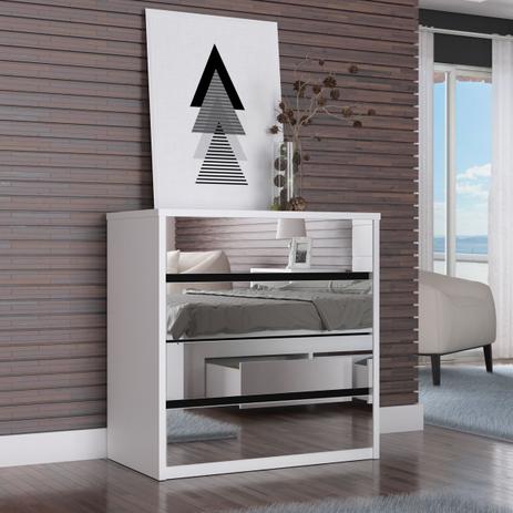 Cômoda 4 Gavetas Espelhada 100% MDF 812E Branco Foscarini - Móveis foscarini Menor preço em Cômoda 4 Gavetas Espelhada 100% MDF 812E Branco Foscarini - Móveis foscarini