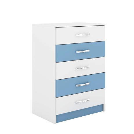 Cômoda 5 Gavetas Azul E Branca IF05AZ Evidencia Móveis Menor preço em Cômoda 5 Gavetas Azul E Branca IF05AZ Evidencia Móveis