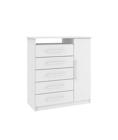 Cômoda 5 Gavetas Branco - Moveis rodial Menor preço em Cômoda 5 Gavetas Branco - Moveis rodial