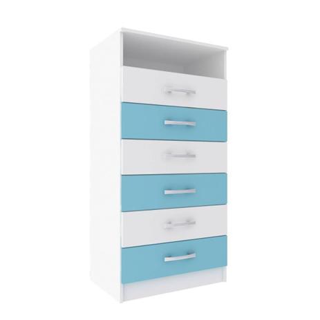 Cômoda 6 Gavetas Azul E Branca CP06az Evidencia Móveis Menor preço em Cômoda 6 Gavetas Azul E Branca CP06az Evidencia Móveis