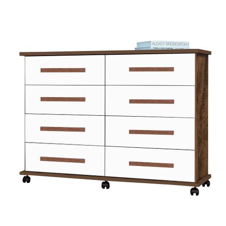 Cômoda 8 Gavetas E Rodizios Castanho E Branco Roma - Elo é boa?