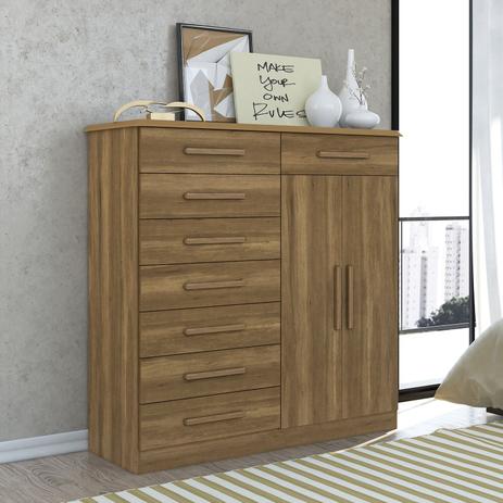 Cômoda Albatroz Verona Plus Com 2 Portas E 8 Gavetas Amêndoa - Móveis albatroz Menor preço em Cômoda Albatroz Verona Plus Com 2 Portas E 8 Gavetas Amêndoa - Móveis albatroz