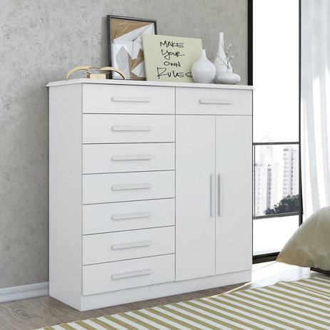 Cômoda Albatroz Verona Plus Com 2 Portas E 8 Gavetas Branca - Móveis albatroz Menor preço em Cômoda Albatroz Verona Plus Com 2 Portas E 8 Gavetas Branca - Móveis albatroz