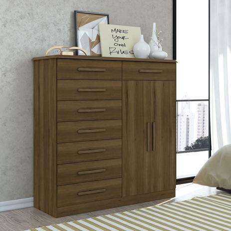 Cômoda Albatroz Verona Plus Com 2 Portas E 8 Gavetas Cedro - Móveis albatroz Menor preço em Cômoda Albatroz Verona Plus Com 2 Portas E 8 Gavetas Cedro - Móveis albatroz