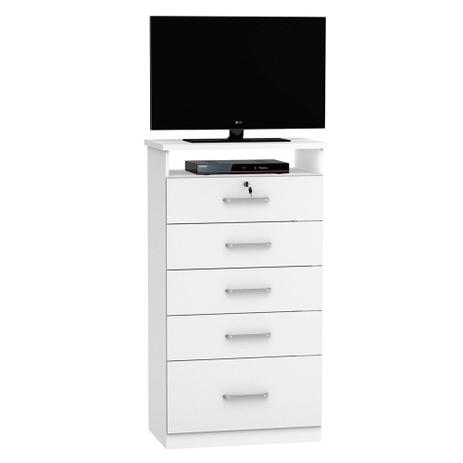 Cômoda Alta Imperatriz 5 Gavetas Branco Artico - Zanzini Menor preço em Cômoda Alta Imperatriz 5 Gavetas Branco Artico - Zanzini