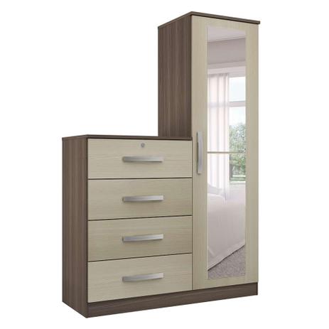 Cômoda Aurora com Espelho 1 PT 4 GV Dakota e Ártico - Genial flex Menor preço em Cômoda Aurora com Espelho 1 PT 4 GV Dakota e Ártico - Genial flex