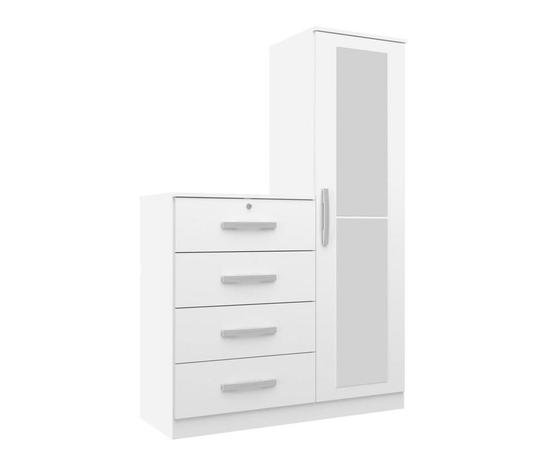 Cômoda Aurora com Porta e 4 Gavetas Branco - Genialflex Menor preço em Cômoda Aurora com Porta e 4 Gavetas Branco - Genialflex
