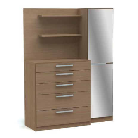 Cômoda B256 Com Espelho 5 Gavetas Com Sapateira Nature - Kappesberg Menor preço em Cômoda B256 Com Espelho 5 Gavetas Com Sapateira Nature - Kappesberg