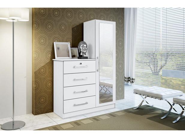 Comoda Belize Plus 4 Gavetas e 1 Porta com Espelho Branco Textura - 1005-74 - Móveis Albatroz - MOVEIS ALBATROZ Menor preço em Comoda Belize Plus 4 Gavetas e 1 Porta com Espelho Branco Textura - 1005-74 - Móveis Albatroz - MOVEIS ALBATROZ