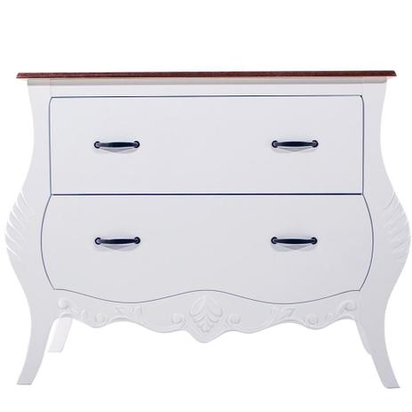 Cômoda Bombê Clássica Entalhada 2 Gavetas Branco e Capuccino Fosco - Wood prime - sm Menor preço em Cômoda Bombê Clássica Entalhada 2 Gavetas Branco e Capuccino Fosco - Wood prime - sm