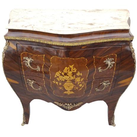 Cômoda Bombê Luis XV Apl. Bronze Tampo Em Mármore 2 Gavetas - Prime home decor Menor preço em Cômoda Bombê Luis XV Apl. Bronze Tampo Em Mármore 2 Gavetas - Prime home decor
