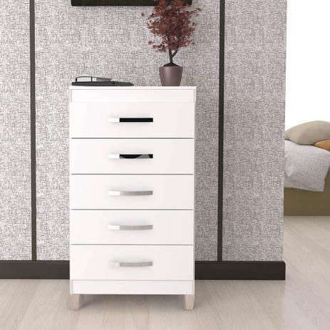 Cômoda Cannes Branco 5 Gavetas - Incorplac Menor preço em Cômoda Cannes Branco 5 Gavetas - Incorplac