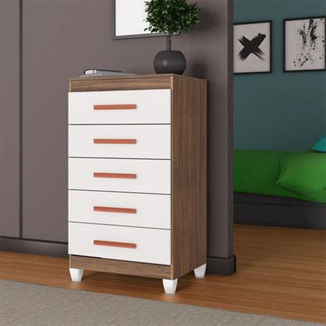 Cômoda Cannes Teka Com Champanhe 5 Gavetas - Incorplac Menor preço em Cômoda Cannes Teka Com Champanhe 5 Gavetas - Incorplac