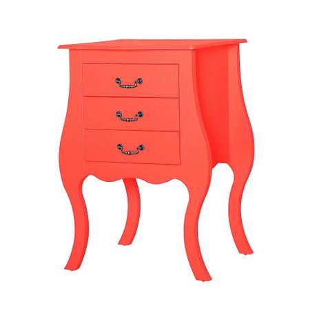 Cômoda Clássica Bombê Alta 3 Gavetas Vermelho Coral - Wood prime - my Menor preço em Cômoda Clássica Bombê Alta 3 Gavetas Vermelho Coral - Wood prime - my