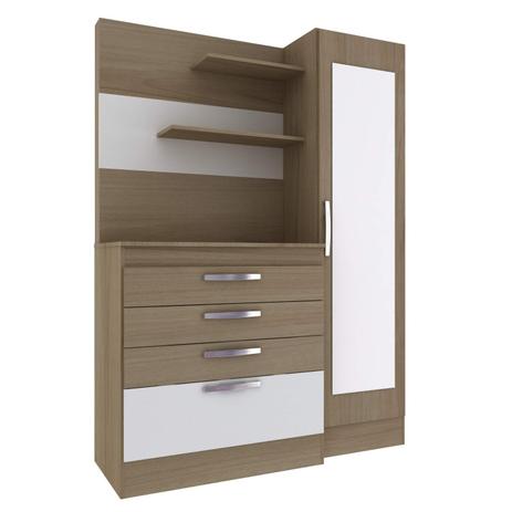 Cômoda com Espelho 1 Porta 4 Gavetas CO-322 Hecol Móveis Avelã TX/Branco TX Menor preço em Cômoda com Espelho 1 Porta 4 Gavetas CO-322 Hecol Móveis Avelã TX/Branco TX