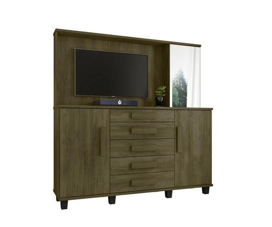 Comoda com Painel para TV 42 Polegadas Estrela 2 Portas 5 Gavetas Imbuia - Rv móveis Menor preço em Comoda com Painel para TV 42 Polegadas Estrela 2 Portas 5 Gavetas Imbuia - Rv móveis