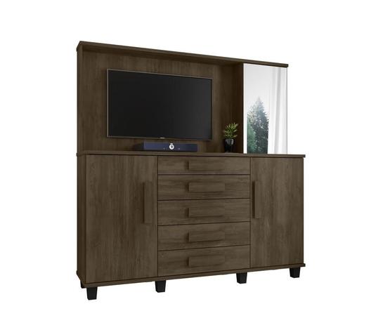 Comoda com Painel para TV 42 Polegadas Estrela 2 Portas 5 Gavetas Noce - Rv móveis Menor preço em Comoda com Painel para TV 42 Polegadas Estrela 2 Portas 5 Gavetas Noce - Rv móveis